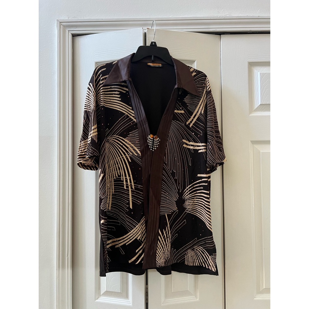 Vintage Brown & Black Palm Shirt